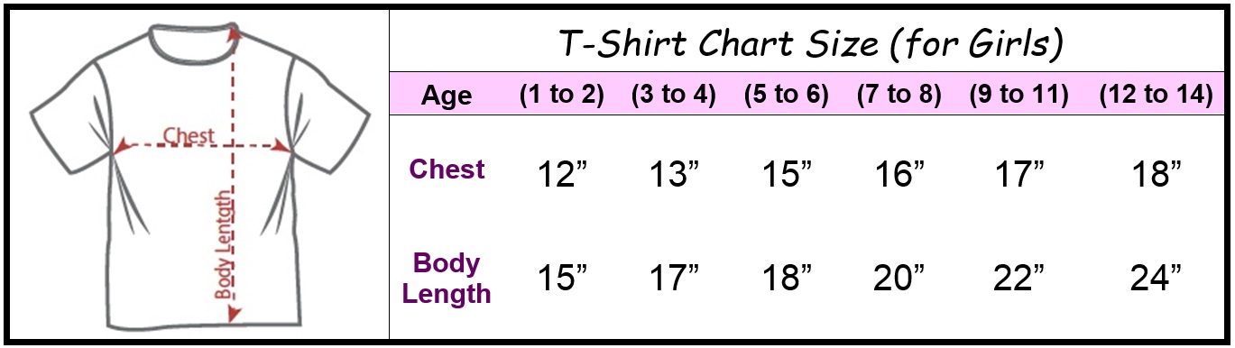 T-Shirt Size Chart (for Girls/Boys)