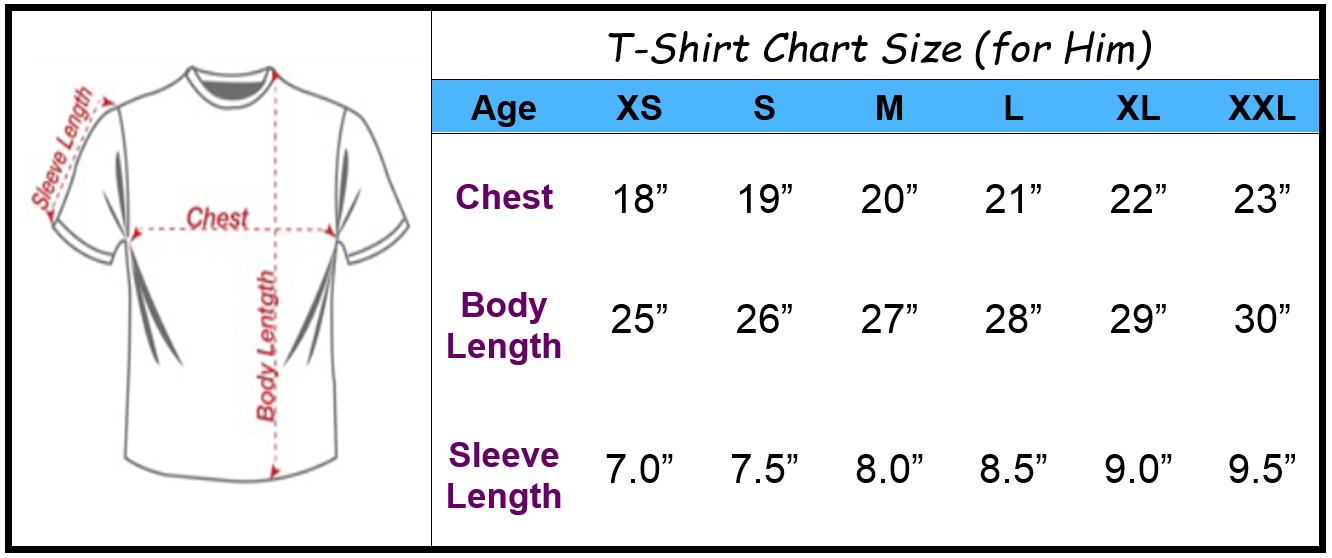 T-Shirt Size Chart (for Him)